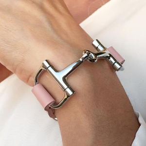 Soft Pink Leather Horse Snaffle Bit Bracelet